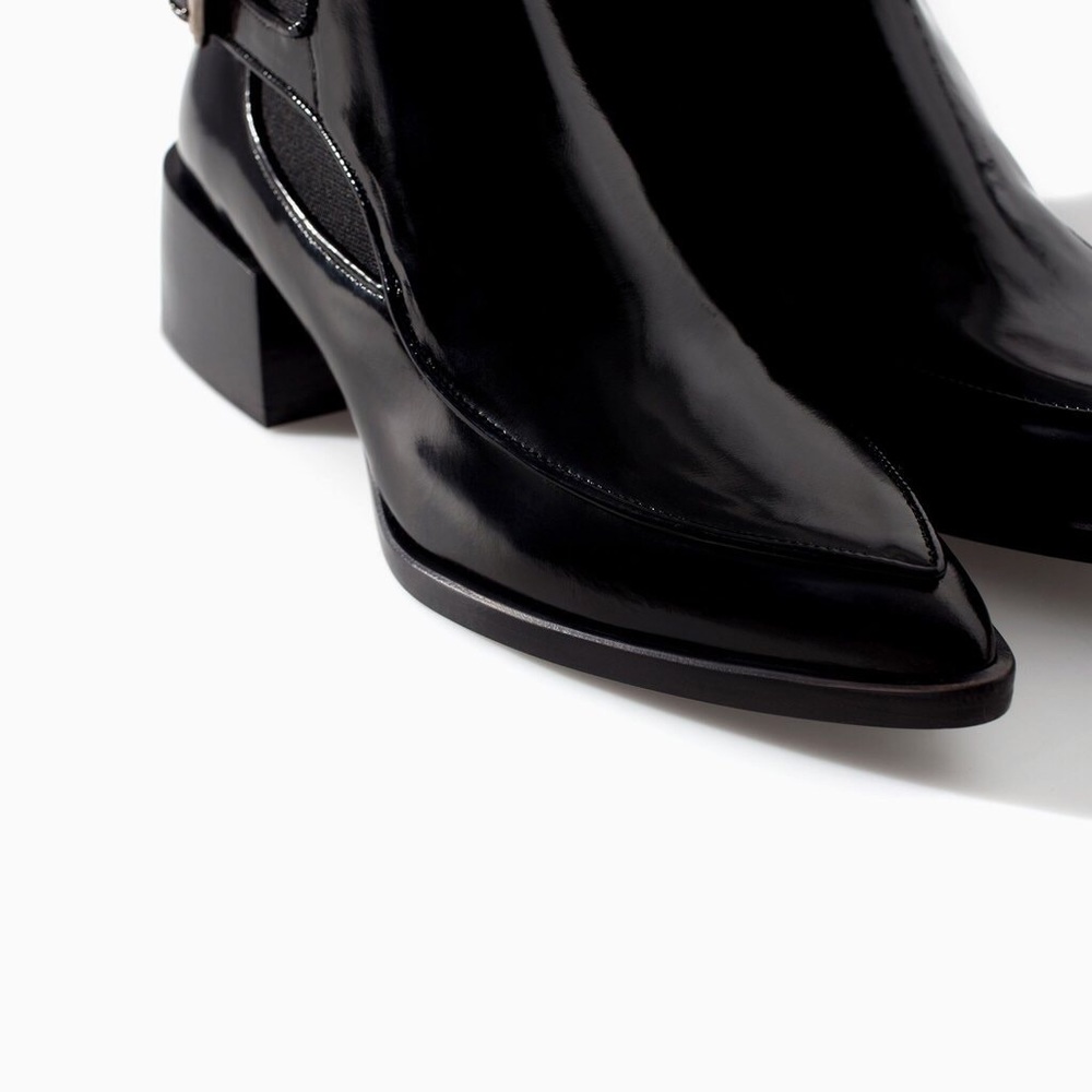 Zara Patent Leather Chelsea Boots